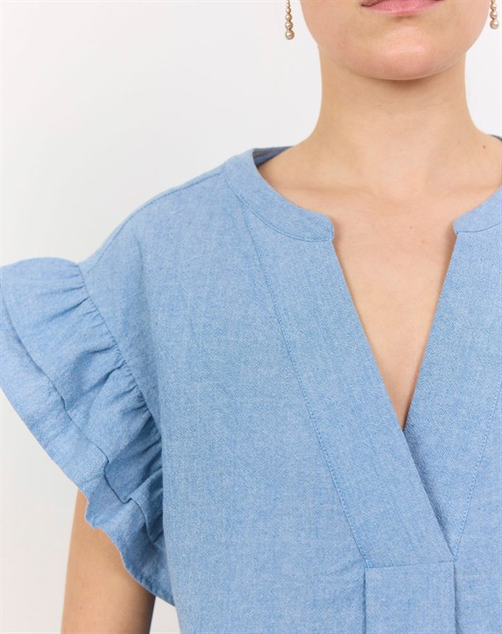 LR-Lennon 2 Bluse - Blue Cotton